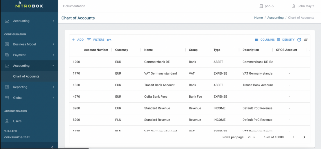 screenshot of accounting and tax automation in nitrobox O2C platform